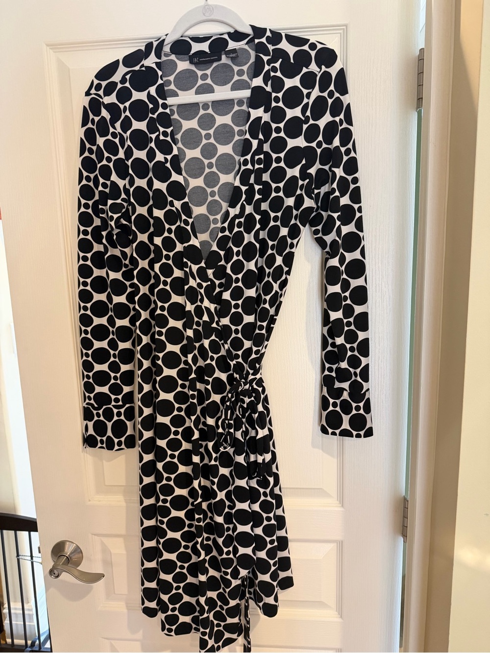 INC International Concepts Black and White Polka Dot Wrap Dress
